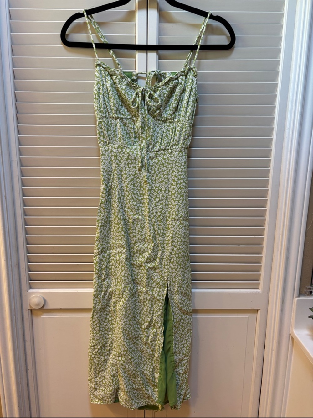 Astr Green Floral Maxi Dress with Front Slit
